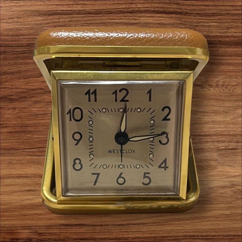 Vintage WORKING Westclox Folding Wind-Up Travel Alarm Clock